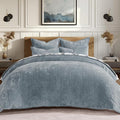 EVERGRACE Velvet Quilt Set Queen Size, Luxurious Soft Striped Channel Bedding by EverGrace