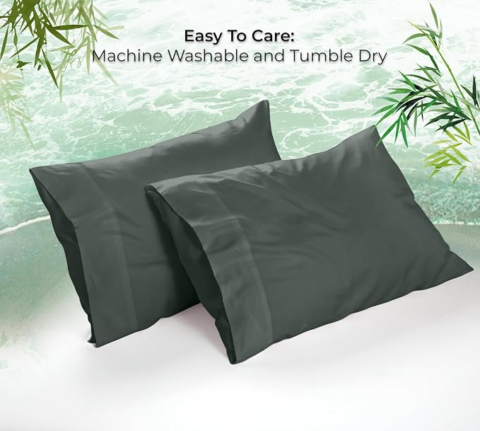Royale Linens Cooling Pillow Cases Standard Size Set of 2-100% Rayon Derived - Image 9