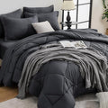 HEVUMYI Oversized Queen Comforter Set Dark Grey by HEVUMYI
