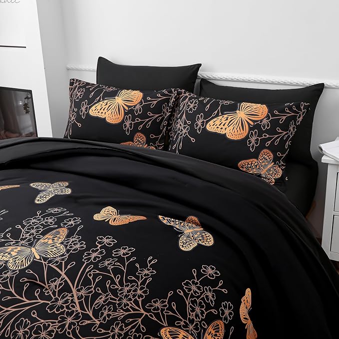 Yogeneg 7 Piece Bed in a Bag Queen Size Comforter Set Black Bedding Set - Image 2