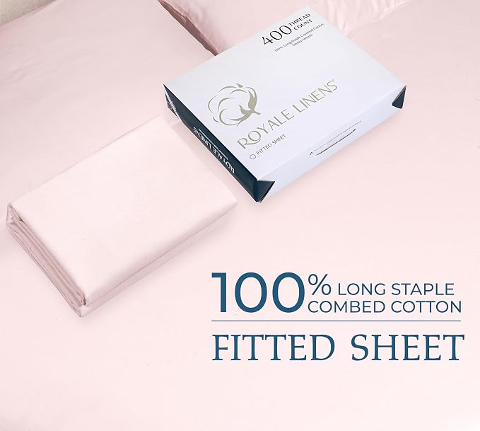Royale Linen 400 Thread Count 100% American Grown Cotton Fitted Sheet Twin Size - Image 9