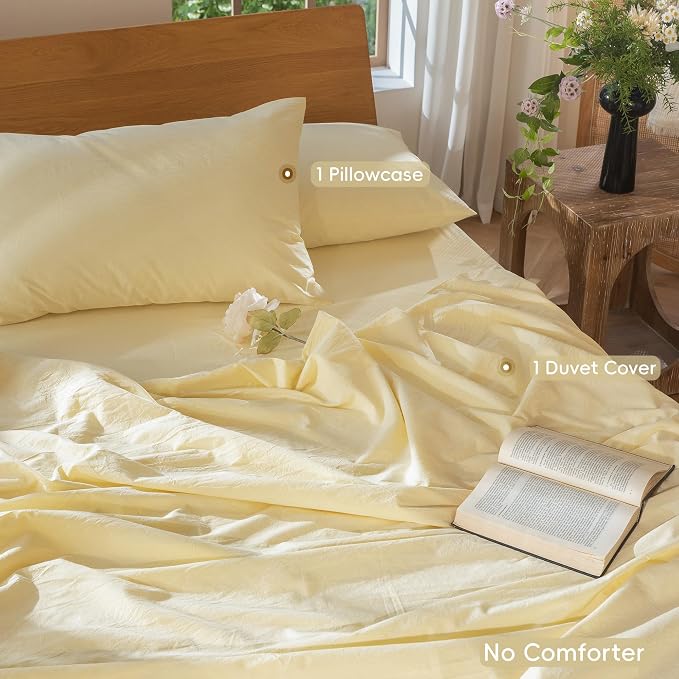 MooMee Bedding Duvet Cover Set 100% Washed Cotton Linen Like Textured - Image 2