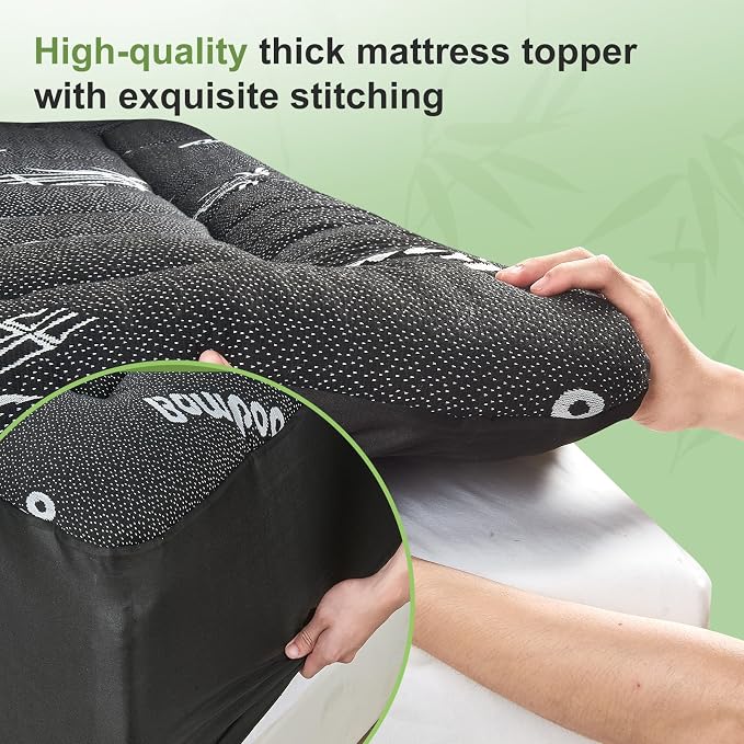 Queen Size Mattress Topper Viscose Derived from Bamboo, Soft Thick Pillow Top - Image 5