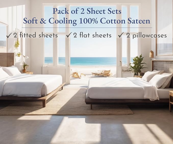 California Design Den 100% Cotton 2-Pack Twin Size Bed Sheets, Soft & Durable - Image 4