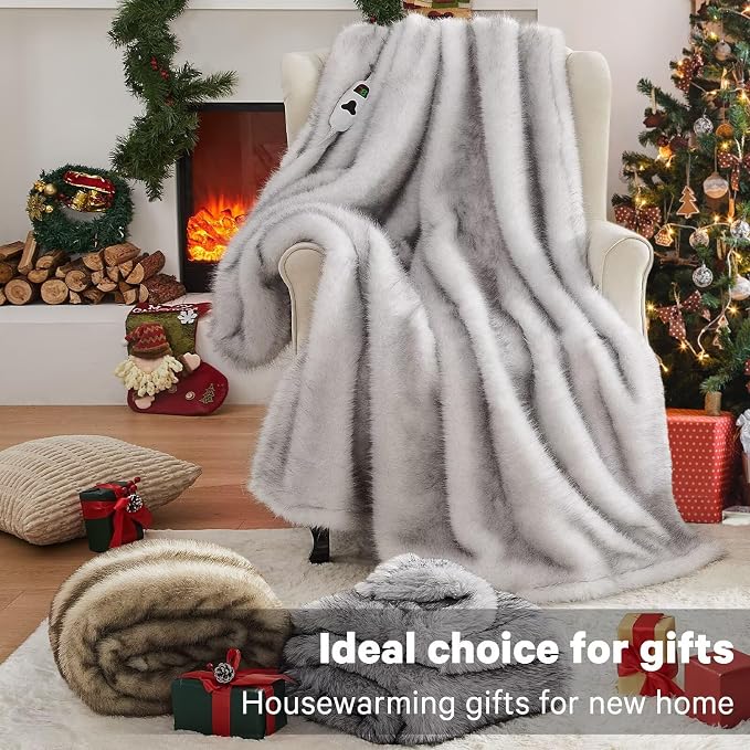 Heated Electric Blanket Throw, Octrot 50"X60" Faux Fur Heating Blanket Luxury - Image 6