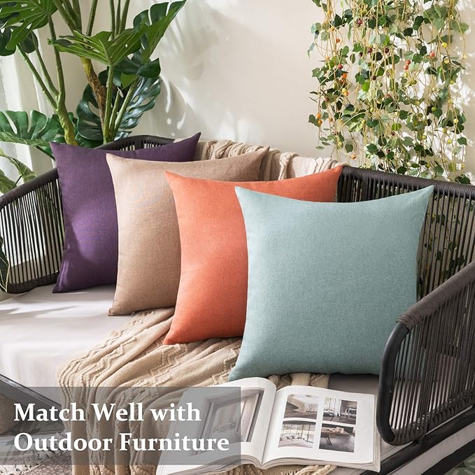 MIULEE Pack of 2 Decorative Outdoor Solid Waterproof Throw Pillow Covers Spring - Image 3