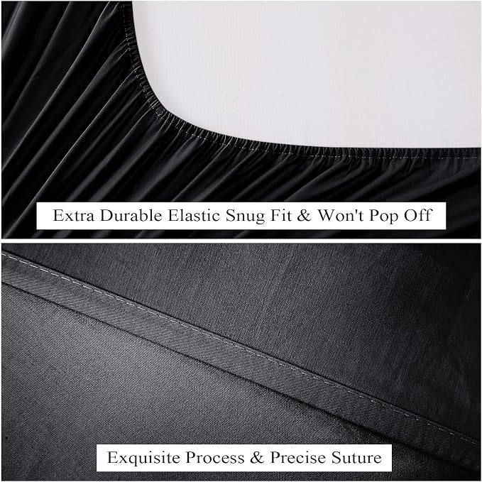 King Size Fitted Sheet Only Black, 100% Egyptian Cotton 600 Thread Count - Image 4