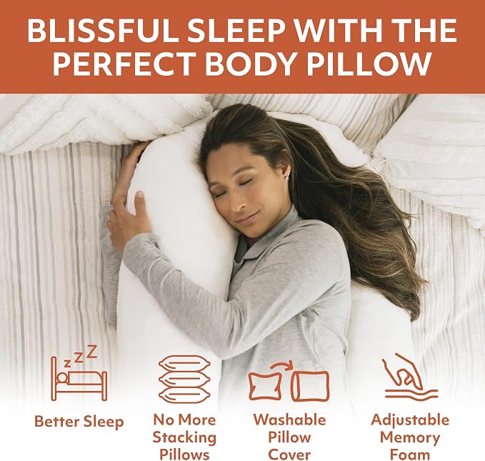 MedCline Therapeutic Full Length Body Pillow, Adjustable Shredded Memory Foam - Image 4
