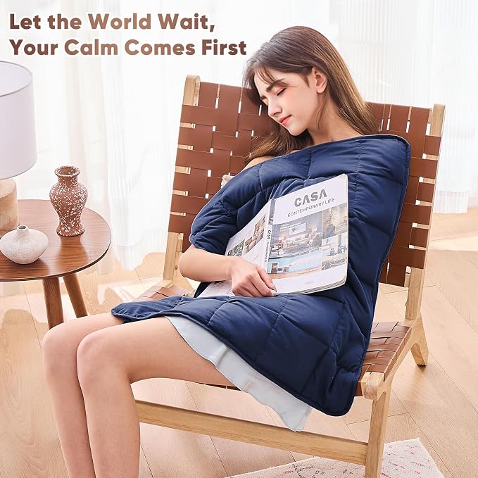 Weighted Lap Blanket for Adults 5lbs, Portable Travel Weighted Blankets - Image 2