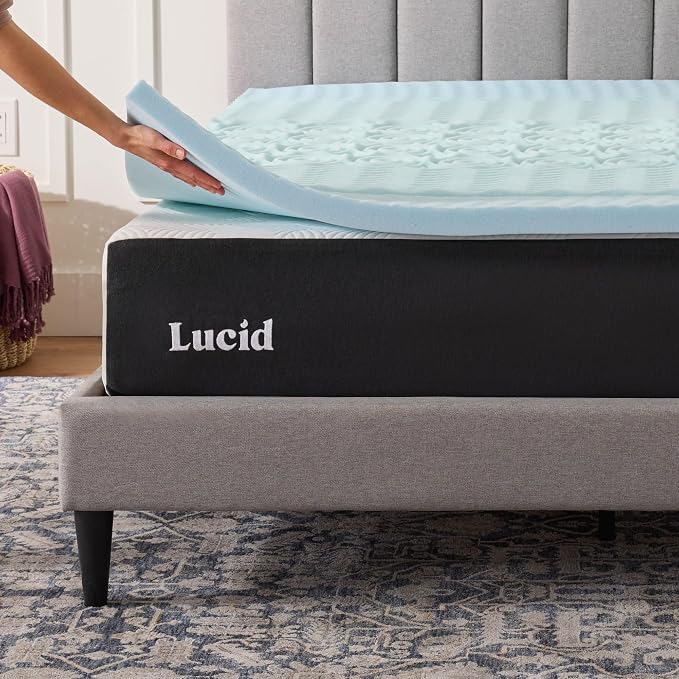 LUCID 2 Inch Gel Memory Foam Mattress Topper, Full size – 5 Zones – Cooling Gel - Image 6