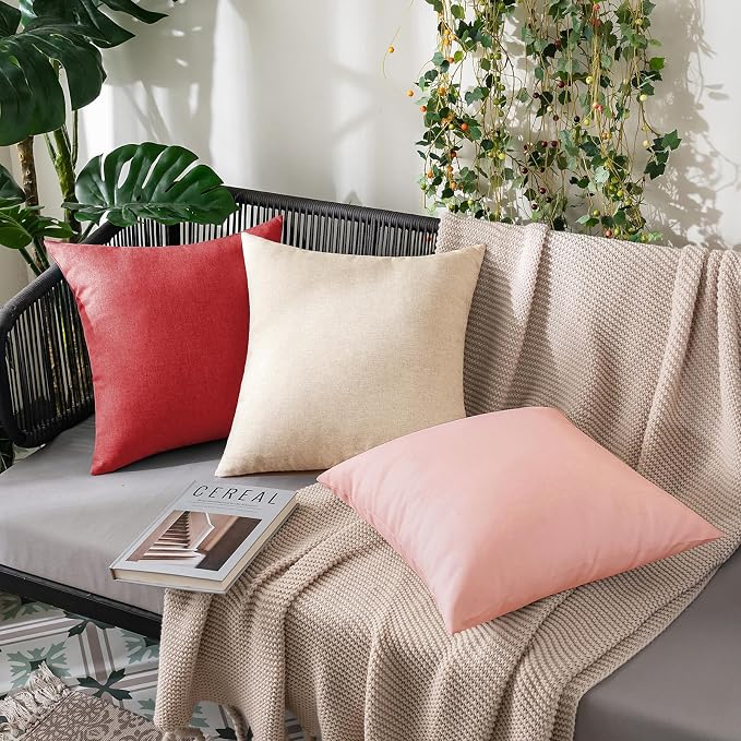 MIULEE Pack of 2 Decorative Outdoor Solid Waterproof Throw Pillow Covers Spring - Image 4