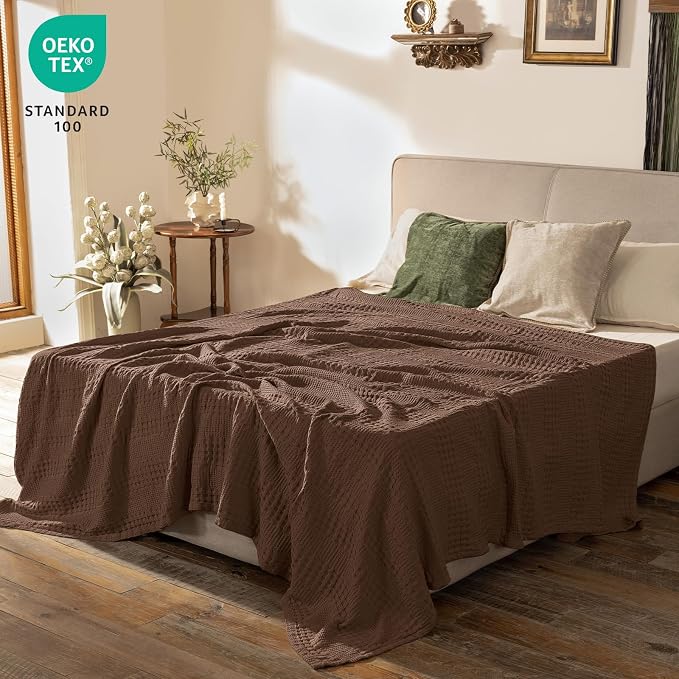 PHF Cooling Waffle Blanket Queen Size, Lightweight 60% Rayon from Bamboo & 40% - Image 3