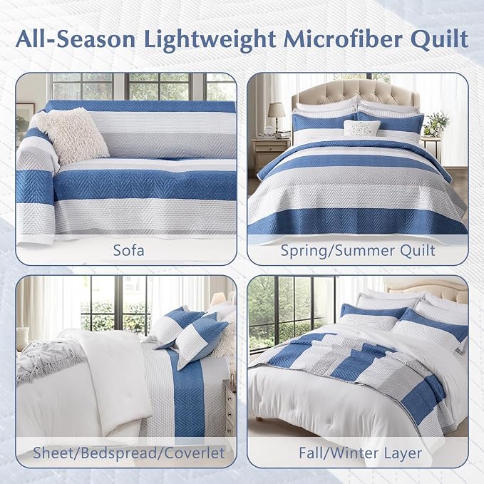 GOONE XL King Quilt Set 106x96 Inches, Lightweight Coverlet Set, Reversible Bed - Image 5