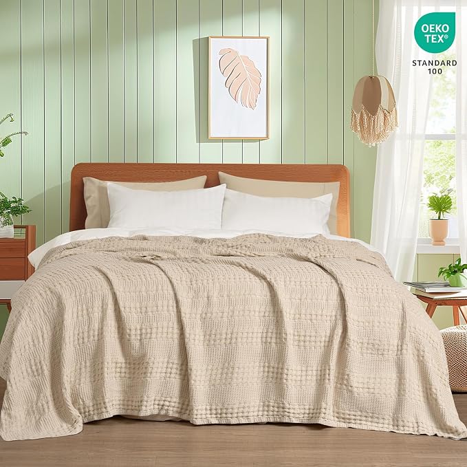 PHF Cooling Waffle Blanket Twin Size, Lightweight 60% Rayon from Bamboo & 40% - Image 4