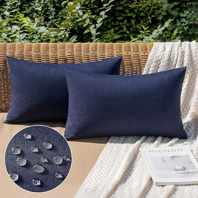 MIULEE Pack of 2 Decorative Outdoor Solid Waterproof Throw Pillow Covers Faux by MIULEE
