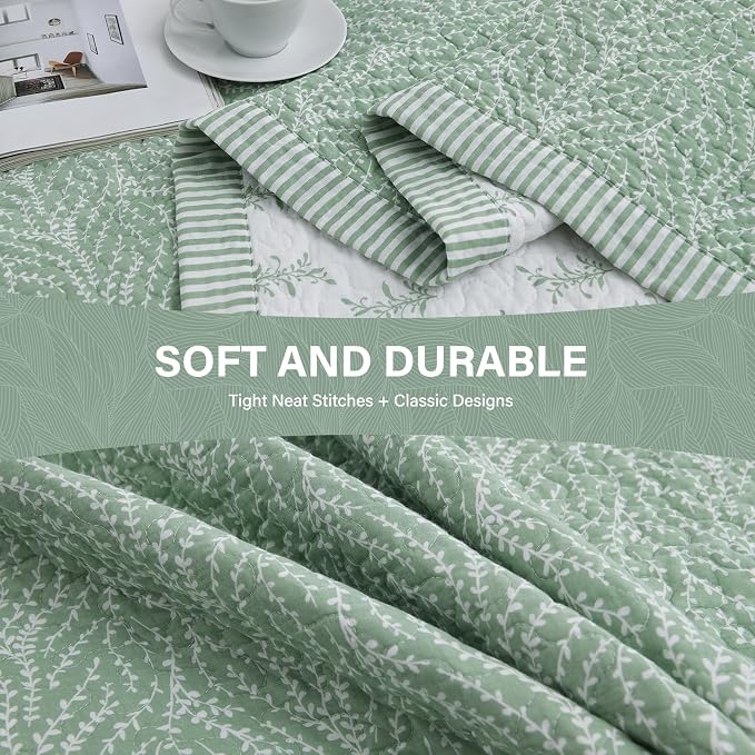 SahSahCasa Quilt Set King Size, 100% Cotton Quilt Bedding Set Bedspread - Image 6