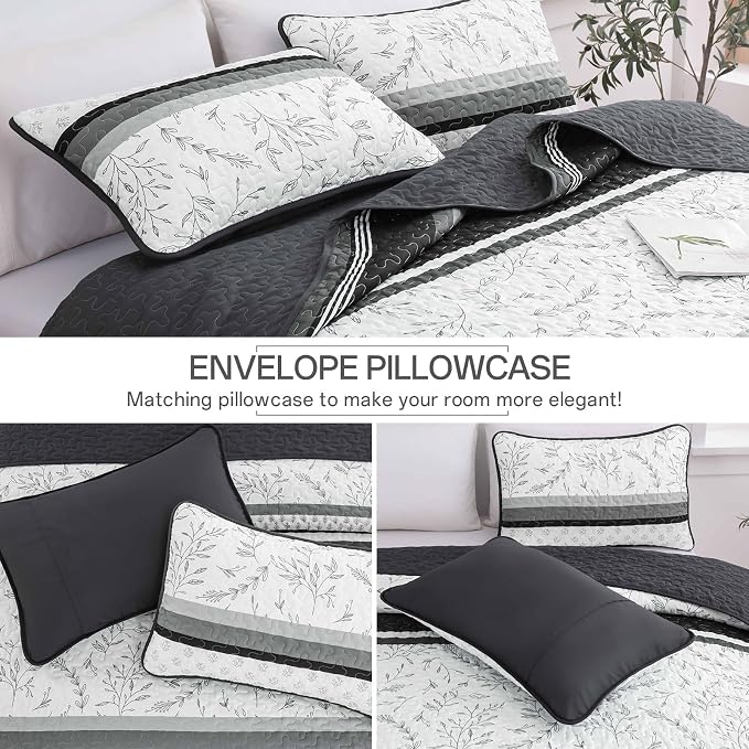 Quilt Set King Size, 3 Piece Soft Lightweight Microfiber Quilt Bedding Set - Image 6