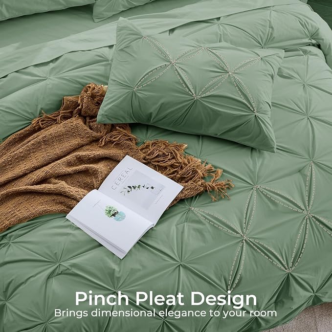 Sasttie Queen Comforter Set, 7-Piece Bed in a Bag, Pintuck Bedding Sets - Image 4