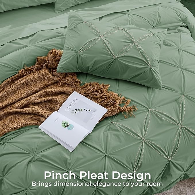 Sasttie Full Size Comforter Set, 7-Piece Bed in a Bag Double, Pintuck Bedding - Image 4
