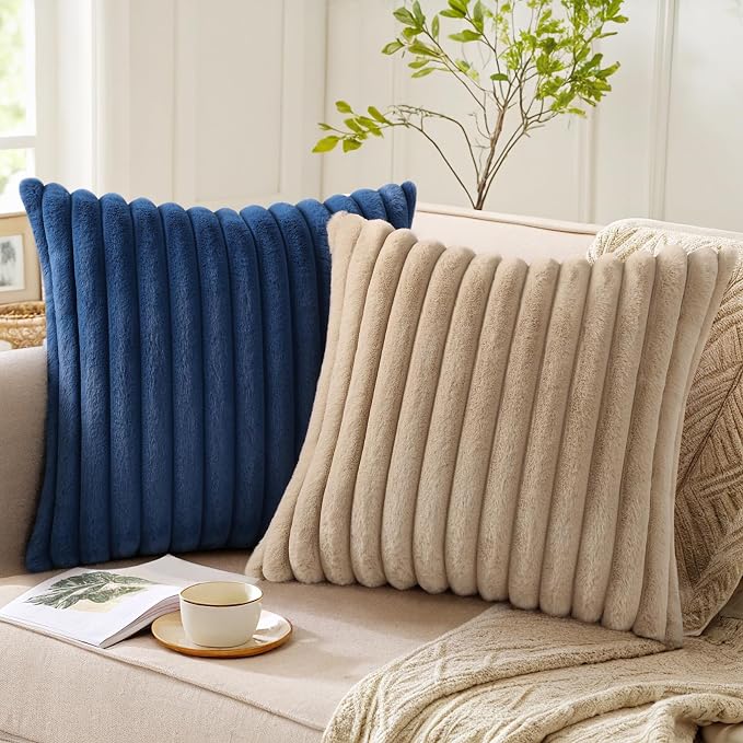 Pallene Faux Fur Plush Throw Pillow Covers 26x26 Set of 2, Luxury Soft Fluffy - Image 5