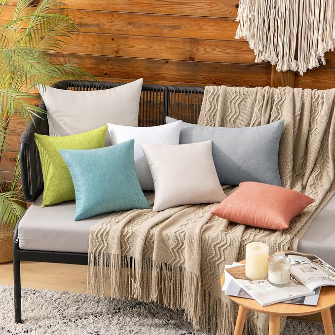 MIULEE Pack of 2 Decorative Outdoor Solid Waterproof Throw Pillow Covers Faux - Image 3