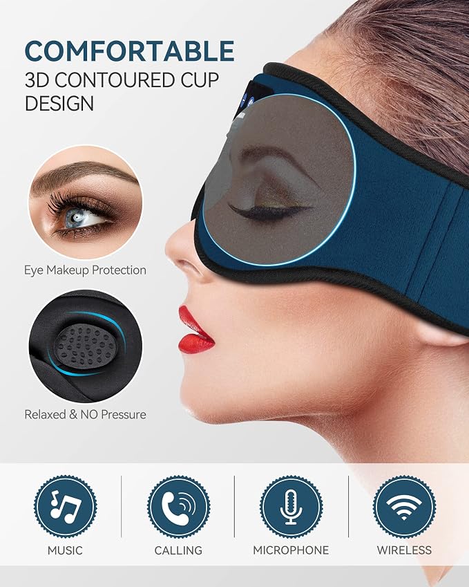 MUSICOZY Sleep Headphones Bluetooth 5.4 Headband Sleeping Eye Mask - Image 2