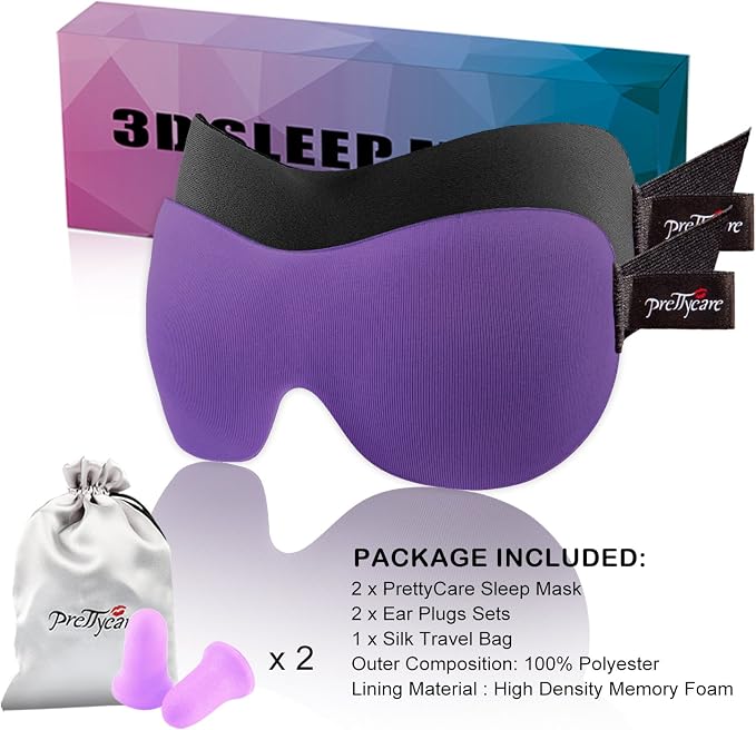 PrettyCare 3D Sleep Mask 2 Pack, Eye Mask - Image 7