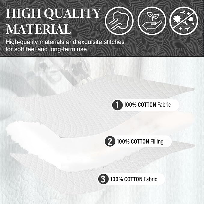SahSahCasa Quilt Set King Size, 100% Cotton Quilt Bedding Set Bedspread - Image 5