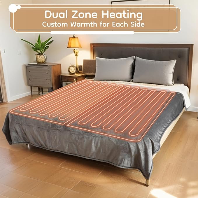 LaffyLo Electric Heated Blanket King Size 90 x 100, Dual Control, Fast Heating - Image 4