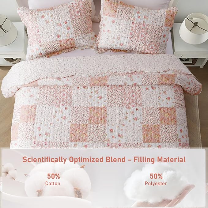 GOONE Twin Quilt Set 68"x86", Lightweight Washed Coverlet, Reversible Spring & - Image 2