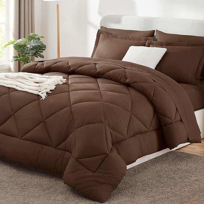 CozyLux Queen Comforter Set Brown by CozyLux