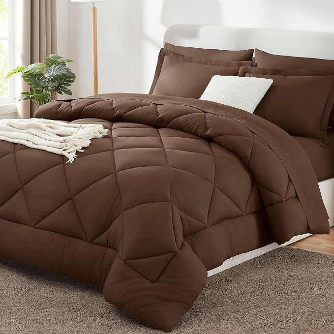 CozyLux King Size Comforter Set Brown by CozyLux