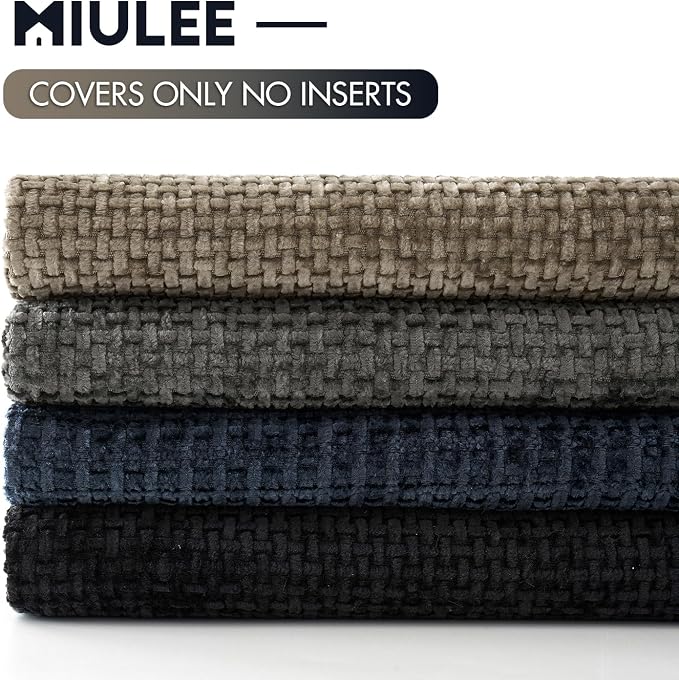 MIULEE Pack of 4 Couch Throw Pillow Covers 20x20 Inch Neutral Navy/Grey Soft - Image 6