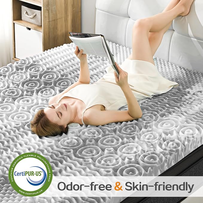 SINWEEK 2 Inch Mattress Topper 5-Zone Memory Foam Mattress Topper Pressure - Image 3