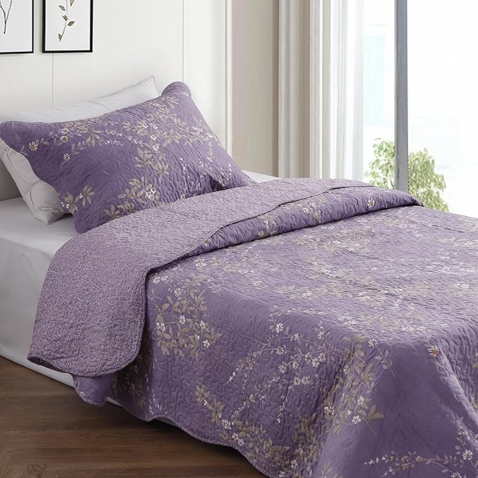 GOONE Twin Quilt Set 68"x86", Lightweight Washed Coverlet, Reversible Spring & by GOONE