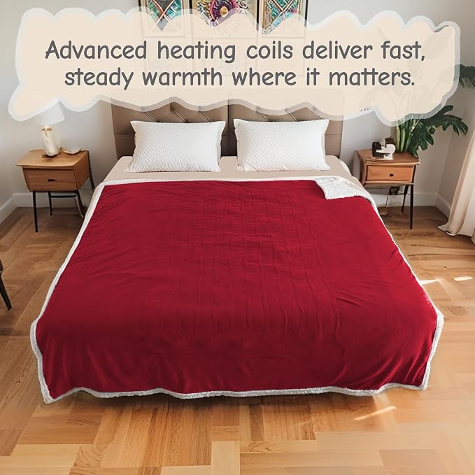 Electric Heated Blanket Full Size 72"x84", Soft Flannel - Image 8