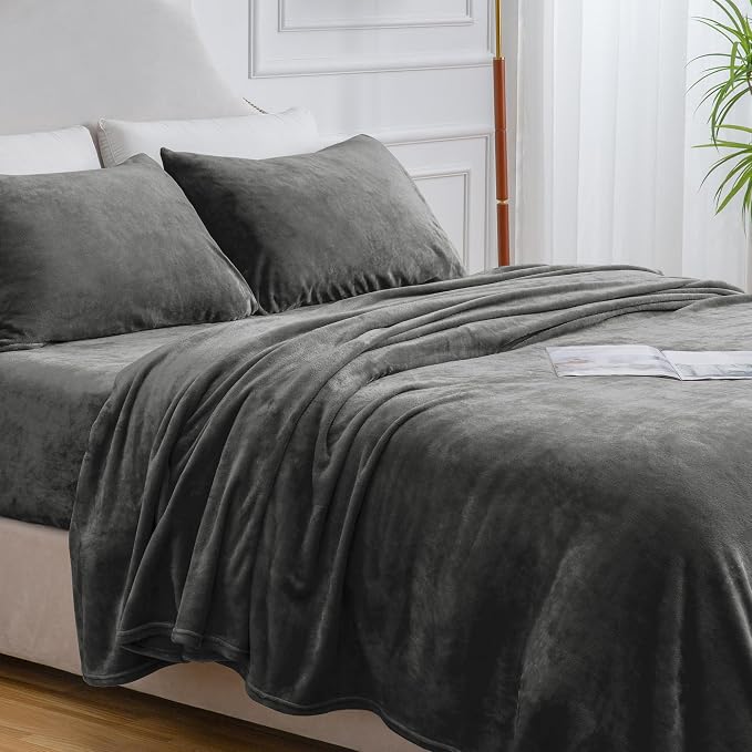 BEDELITE Flannel Sheets Full Size Dark Gray - Image 9