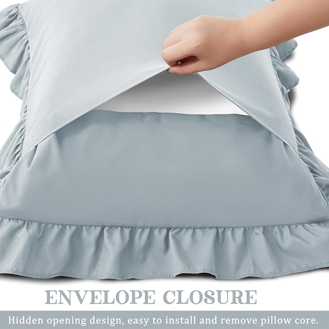 KKJIAF Ruffle Pillow Cases Queen Size Set of 2, Ruffled Pillow Covers - Image 5