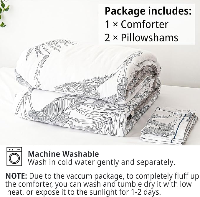 LEMIROE Botanical Cotton Comforter Queen Size - Image 7
