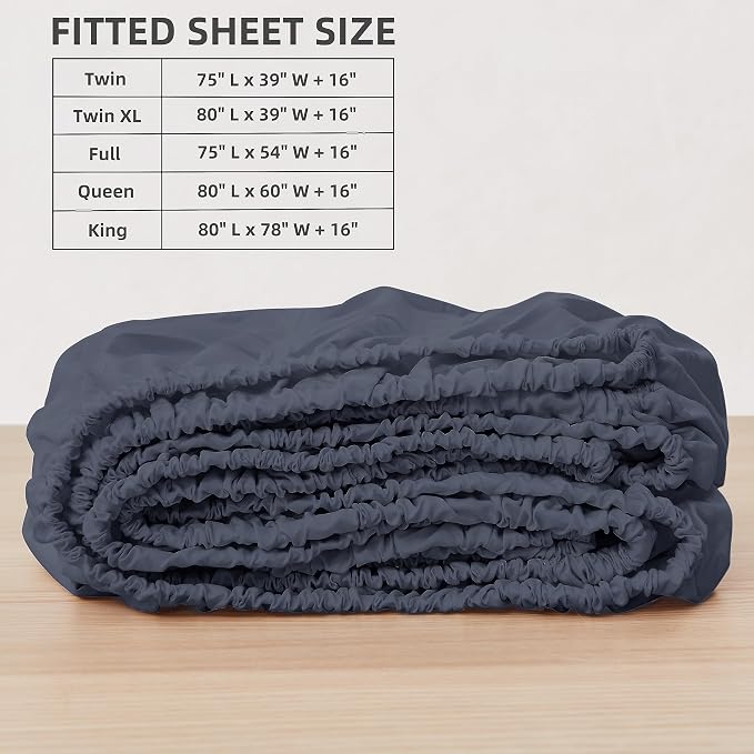 HBHLFZ King Fitted Sheet Only, Soft Breathable Bottom Sheet - Image 2