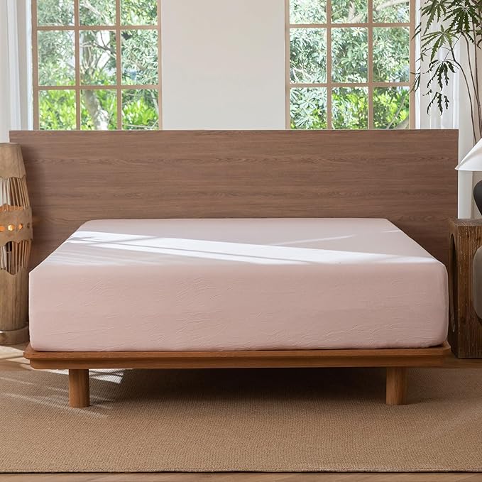 MooMee Fitted Bottom Sheet Only 100% Washed Cotton Linen Like Textured - Image 6