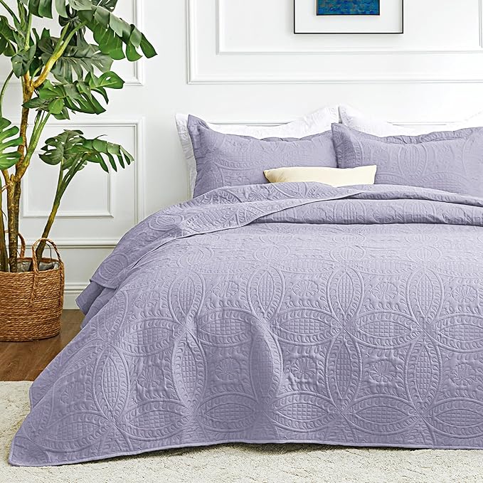 Love's cabin Quilts for Full Bed Lavender Bedspreads Bedding Set by Lovescabin