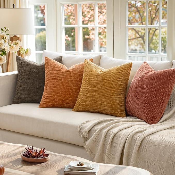 MIULEE Pack of 4 Orange/Yellow Couch Throw Pillow Covers 18x18 Inch Halloween - Image 4