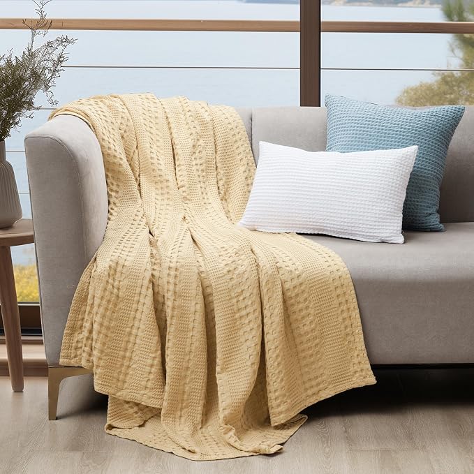 PHF Cooling Waffle Blanket Twin Size, Lightweight 60% Rayon from Bamboo & 40% - Image 6