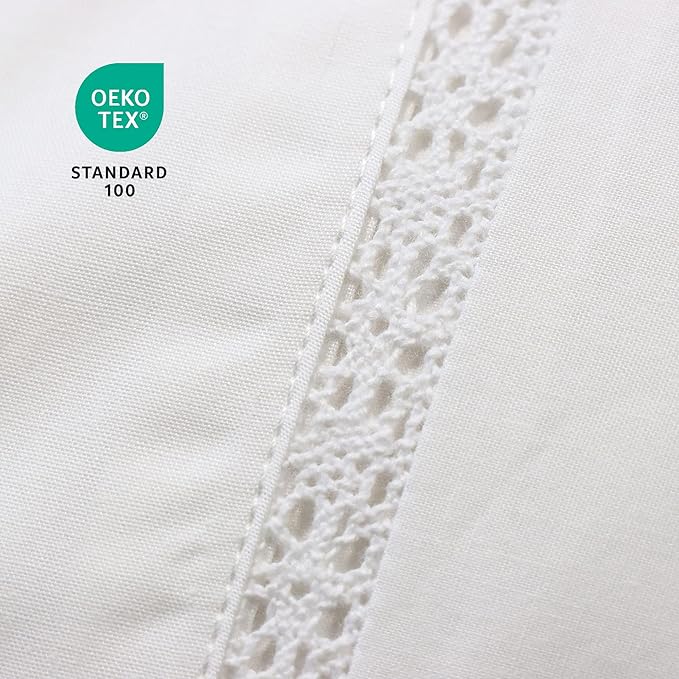 100% Cotton Lace Pillow Cases Queen Size Set of 2 - Image 3