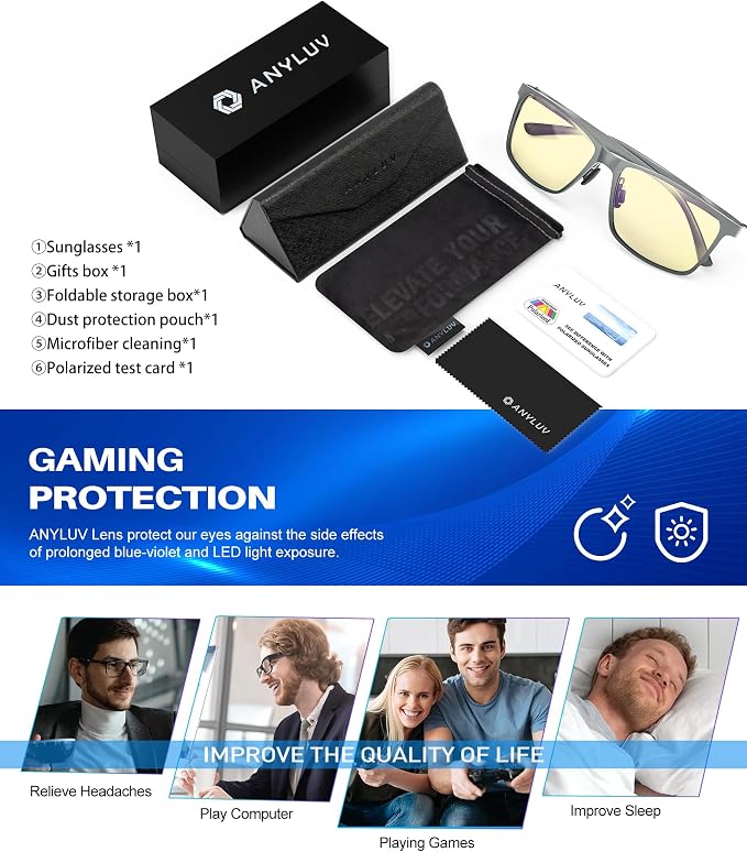 ANYLUV Blue Light Glasses Men, Relieve Eyestrain and Eye Protection, Al-Mg - Image 7