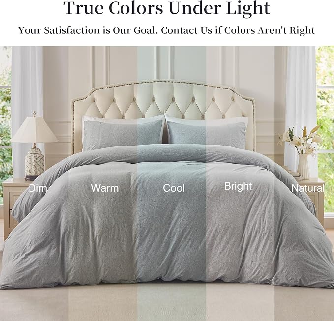 PURE ERA Jersey Knit Duvet Cover Set 100% T-Shirt Cotton Super Soft Comfy 3pc - Image 5
