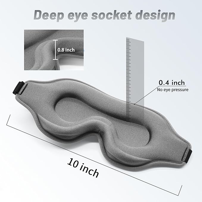 Sleep Eye Mask for Men Women, Sleeping Mask for Side Sleeper, Travel Blackout - Image 4