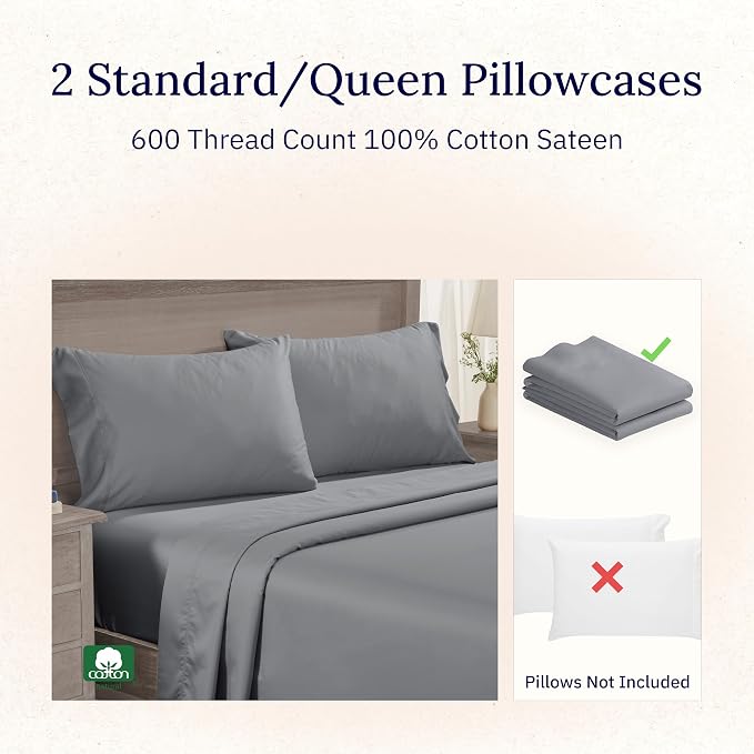 California Design Den Luxuriously Soft Premium 600 Thread Count, 100% Cotton - Image 4