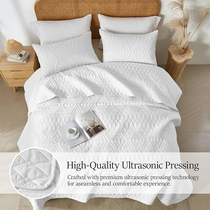 akkialla Twin Size Quilt Bedding Set, Modern Style Geoetric Pattern Coverlet Set - Image 5